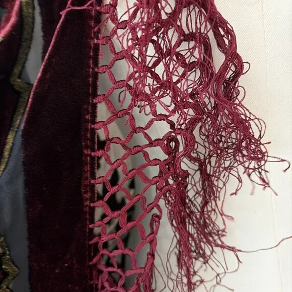 VTG Kirks Folly Burnout Velvet Cardigan Women's One Size Sequins Fringe Stunning - Picture 6 of 10